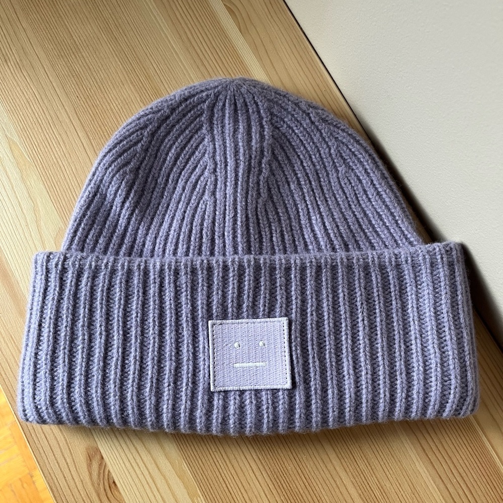 Acne Studios Lilac Ribbed Wool Beanie
